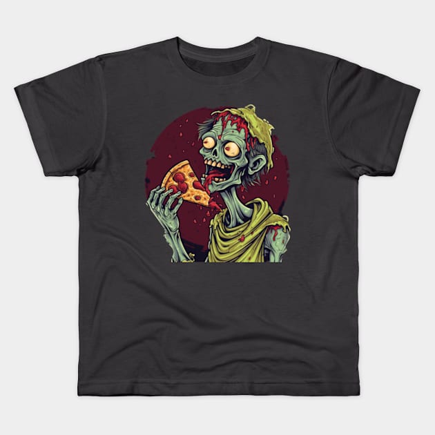 Zombie Pizza Party: Apocalypse Gourmet Kids T-Shirt by emblemat2000@gmail.com